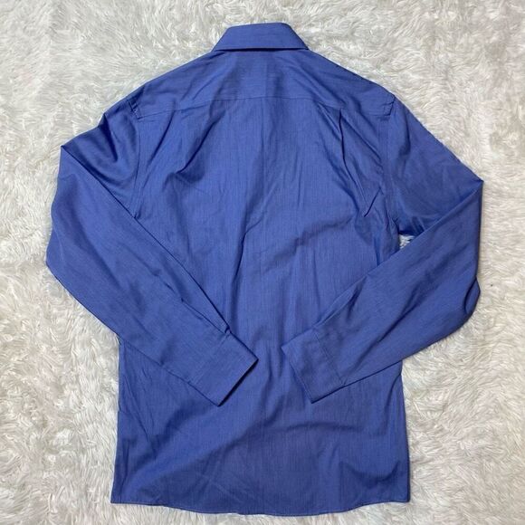 Tommy Hilfiger Cotton Blue Long Sleeve Dress Shirt Small Slim Fit Non Iron - Picture 6 of 7